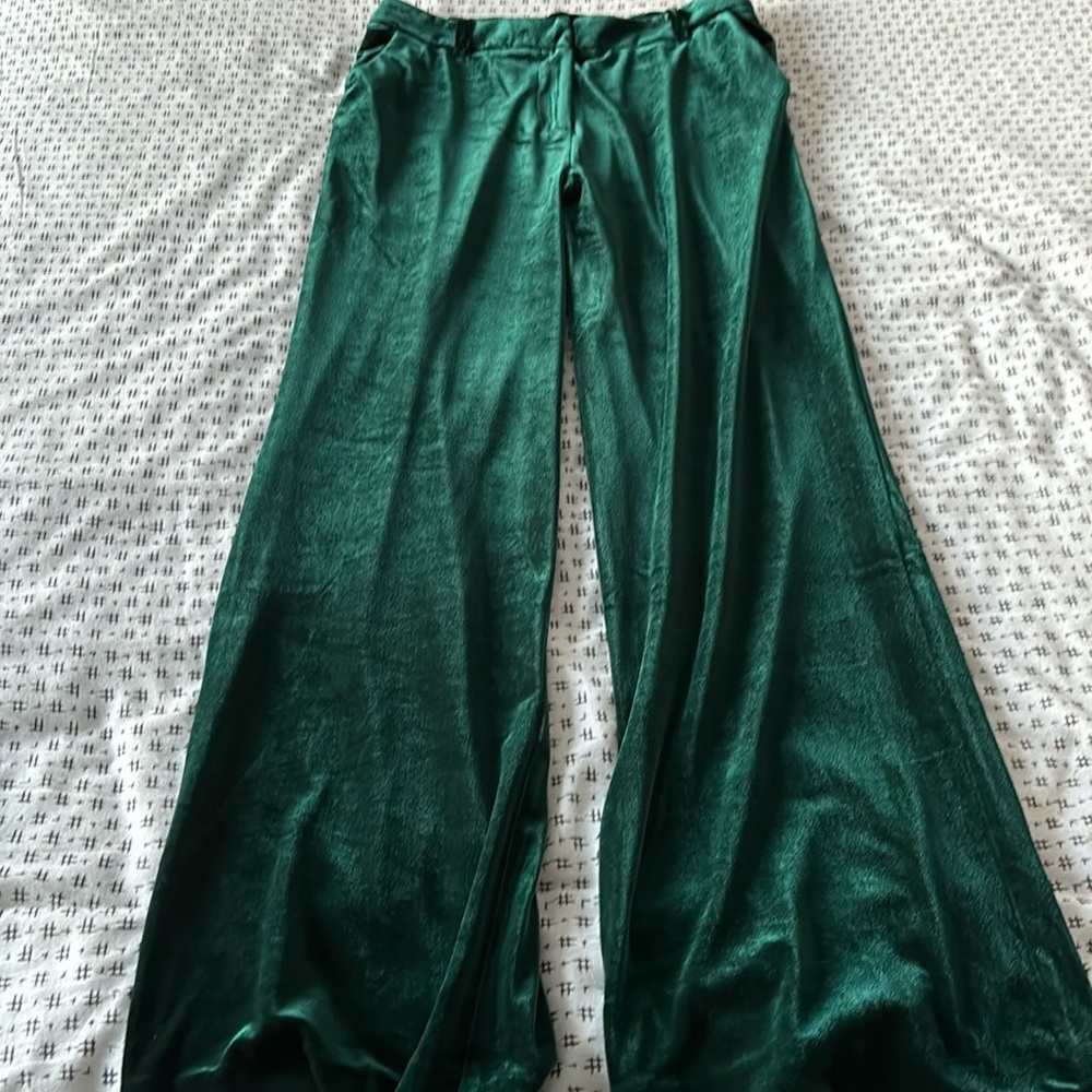 Skies Are Blue Green Flare Pants